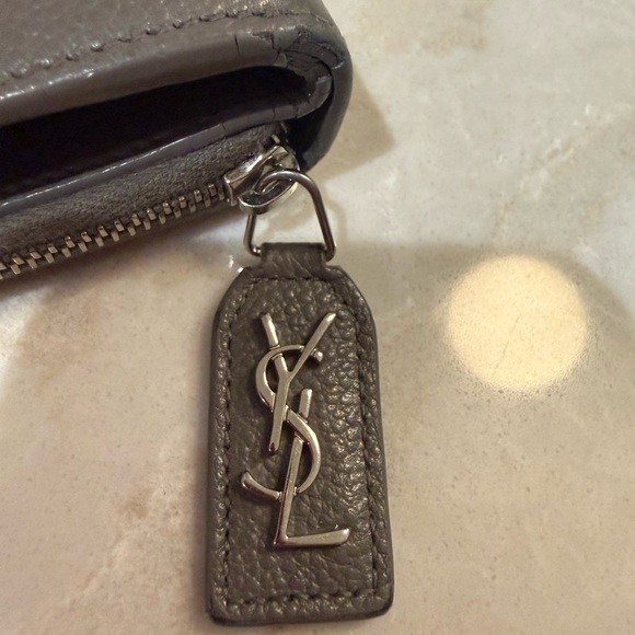 Authentic YSL  Zip Around Compact wallet 
Gray pebble  Leather in EUC dust bag - Picture 6 of 10